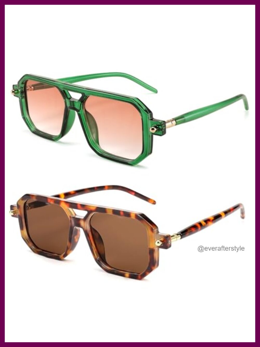 Retro Square Flat Aviator Sunglasses UV400 Unisex Vintage Sun Glasses